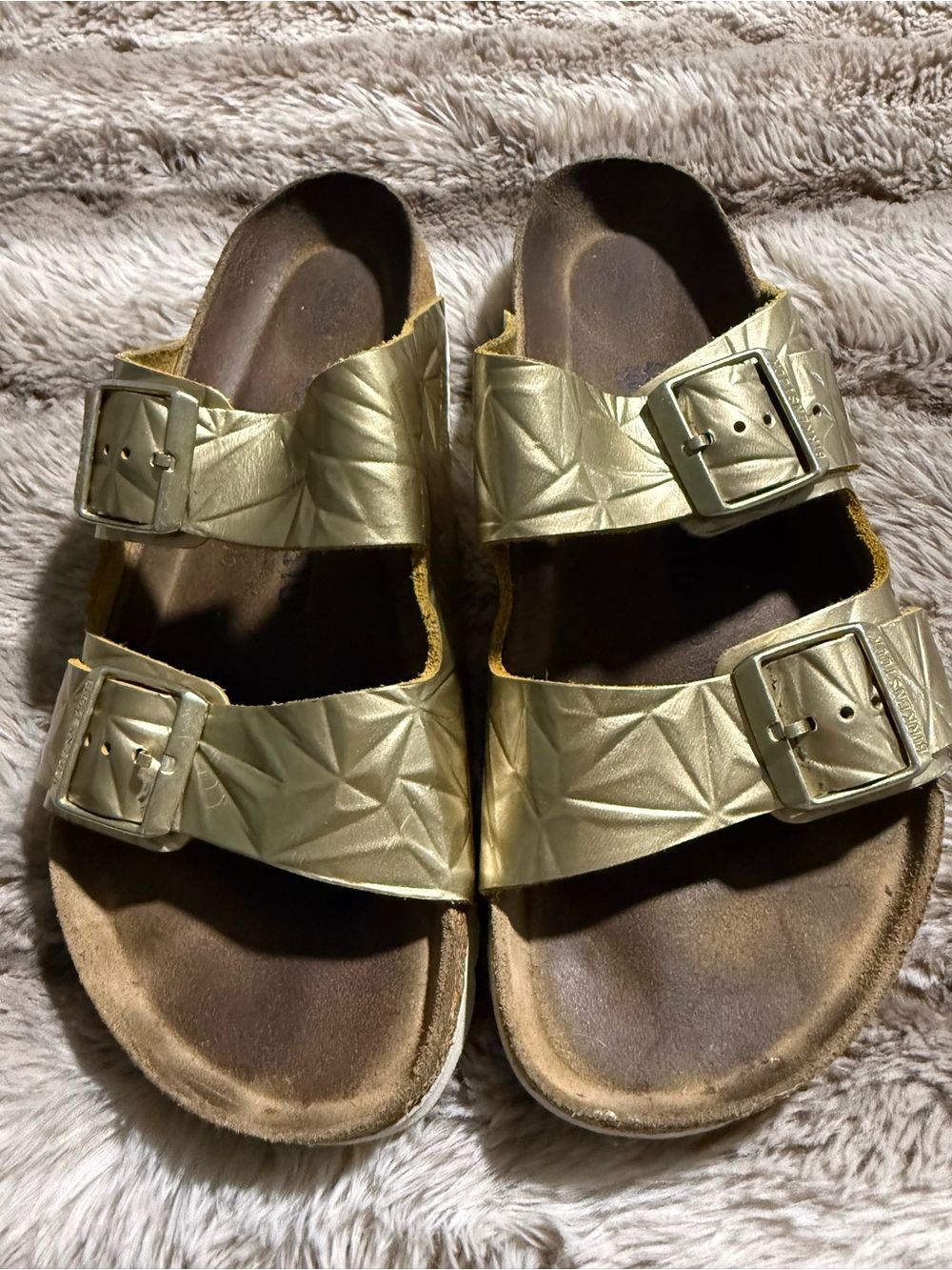 Birkenstock Metallic Gold Embossed Slide